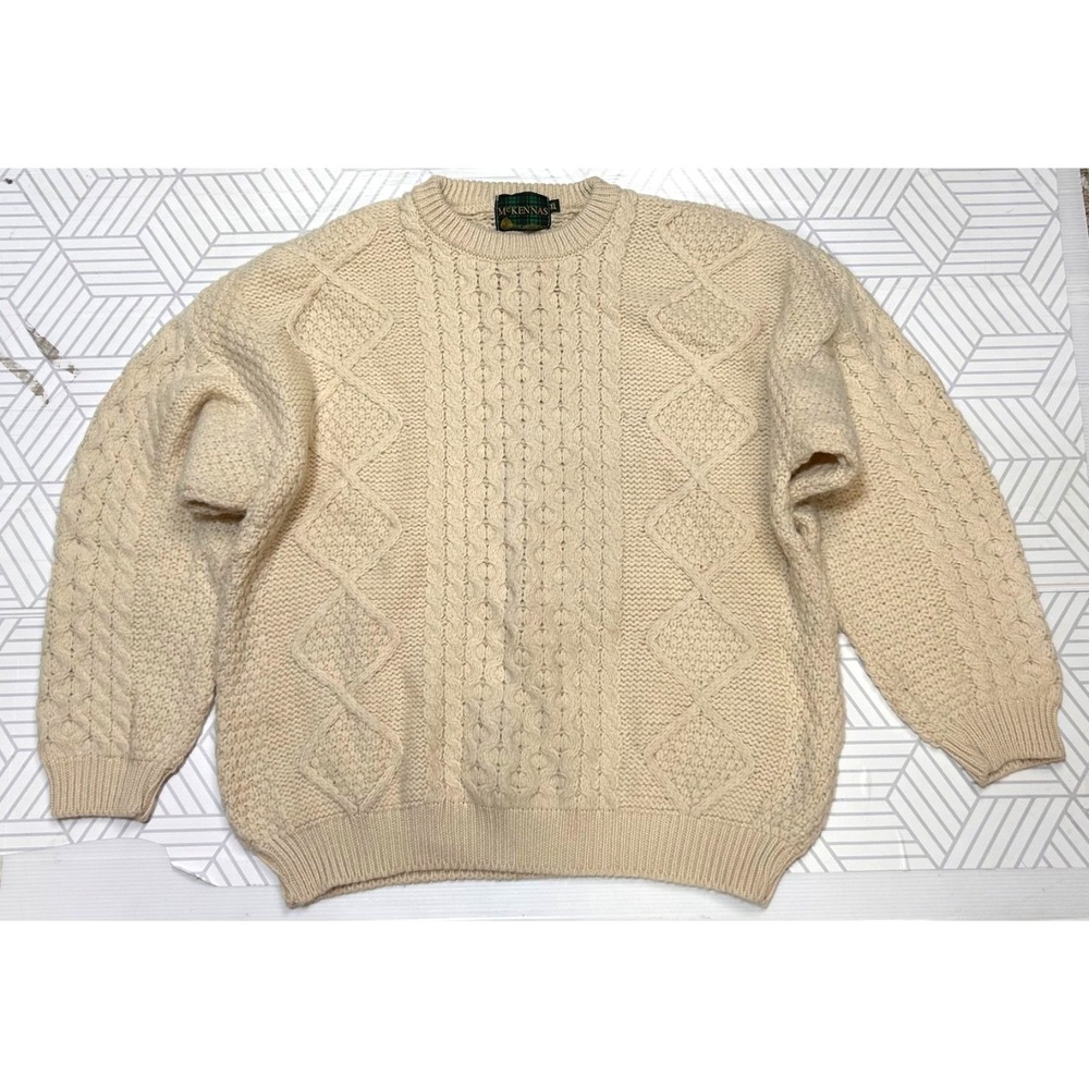 McKennas Highland England Sweater Men's size Xl Wool Fisherman Cable Knit i. - Picture 5 of 9